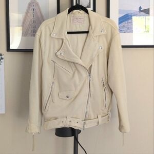 We The Free - Rebel Rebel Knit Moto Bomber Cotton Jersey Jacket XS